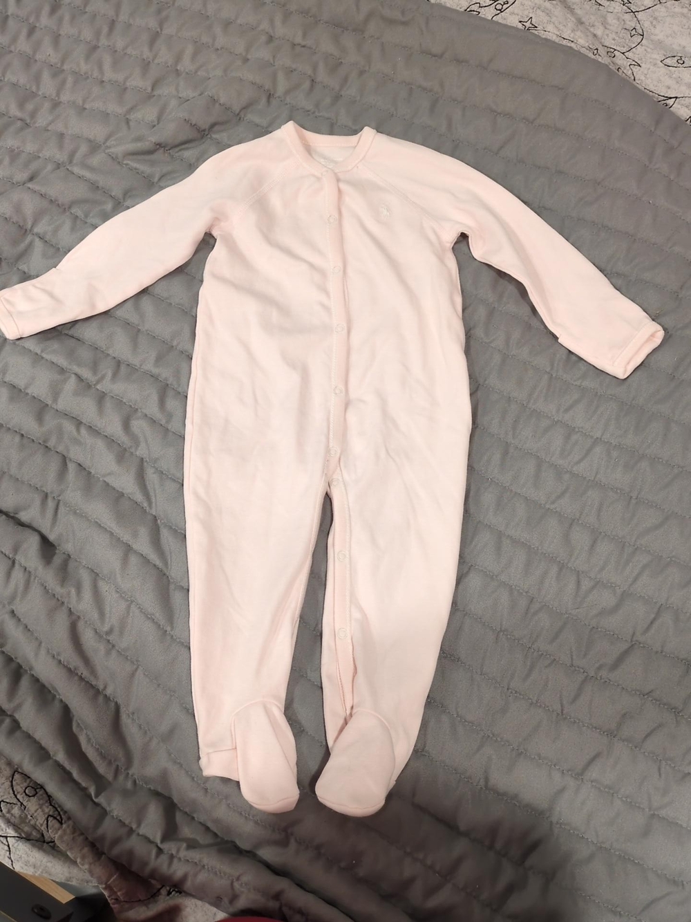 Polo Ralph Lauren Baby Girl 9M Pink Cotton Footed Sleeper Pony Logo